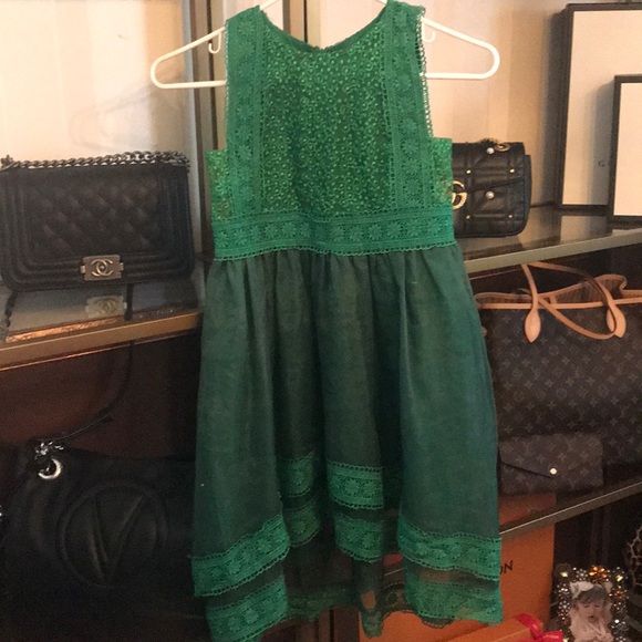 Trish Scully Child Emerald Green Hi-Low Dress Sz 7 - Picture 1 of 6